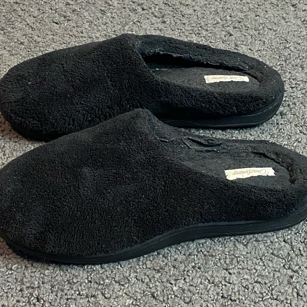Dearfoams Womens Black Slippers Size 8